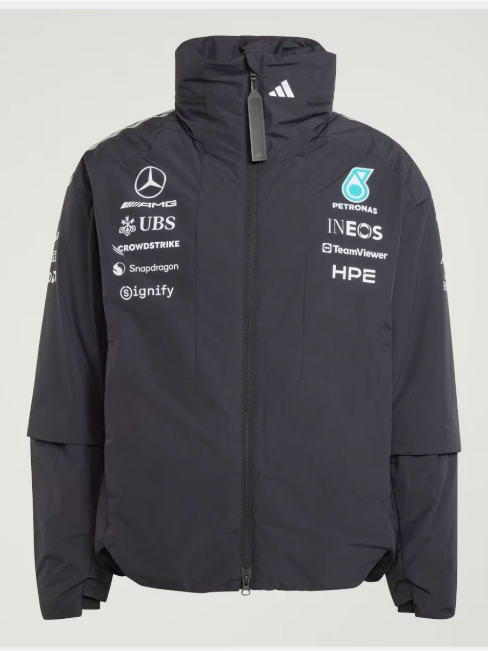 Adidas x Mercedes AMG Petronas Black Team Puffer Jacket with Teal Logo large new